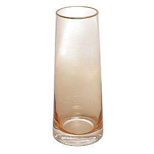 VASO DE VIDRO COM FIO DE OURO ÂMBAR LIZ 11CM X 11CM X 27CM - WOLFF