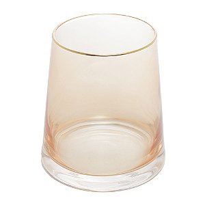 VASO DE VIDRO COM FIO DE OURO ÂMBAR LIZ 11CM X 11CM X 12CM - WOLFF