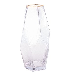 VASO DE VIDRO COM BORDA DOURADA TAJ 13CM X 28,5CM - WOLFF