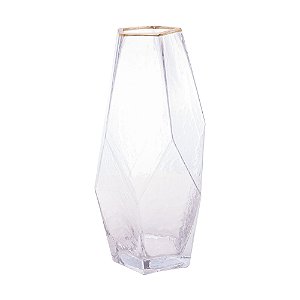 VASO DE VIDRO COM BORDA DOURADA TAJ 13CM X 23,5CM - WOLFF