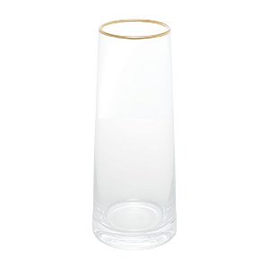 VASO DE VIDRO COM BORDA DOURADA LIZ 9CM X 9CM X 22CM - WOLFF