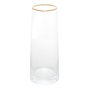 VASO DE VIDRO COM BORDA DOURADA LIZ 11CM X 11CM X 27CM - WOLFF