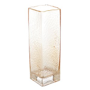 VASO DE VIDRO COM BORDA DOURADA ÂMBAR TAJ 8CM X 8CM X 25CM - WOLFF