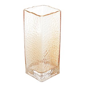 VASO DE VIDRO COM BORDA DOURADA ÂMBAR TAJ 8CM X 8CM X 20,5CM - WOLFF