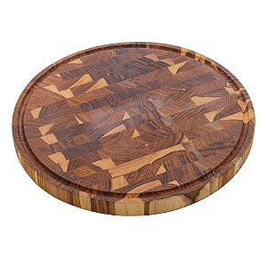 TÁBUA REDONDA PARA CORTE DE MADEIRA TECA 29CM X 29CM X 2CM - WOLFF CRAFT