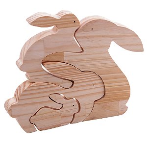 TÁBUA QUEBRA CABEÇA DECORATIVA DE MADEIRA PINUS EASTER 29CM X 24CM X 2CM - WOODART