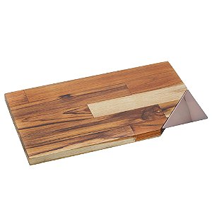 TÁBUA PARA SERVIR DE MADEIRA COM ALÇA DE COBRE TECA 40CM X 23CM X 2CM - WOLFF CRAFT