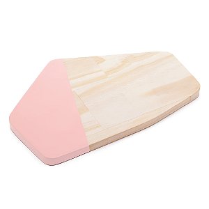 TÁBUA DE MADEIRA PONTA LAQUEADA PINUS ROSA 28CM X 18CM X 2CM - WOODART