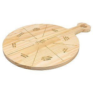 TÁBUA DE MADEIRA PARA PIZZA PINUS NAMORADOS 47CM X 35CM X 1,5CM - WOODART