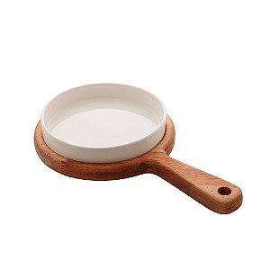 TÁBUA DE MADEIRA COM PRATO LIPTUS 28CM X 17CM X 3CM - WOODART