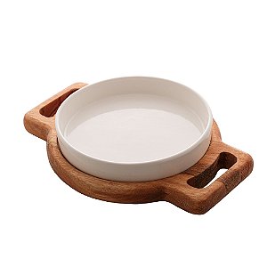 TÁBUA DE MADEIRA COM PRATO LIPTUS 23CM X 17CM X 4,5CM - WOODART