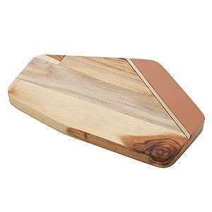 TÁBUA DE MADEIRA COM FRISO TECA VERMONT TERRACOTA 18CM X 28CM X 2CM - WOLFF CRAFT