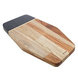 TÁBUA DE MADEIRA COM FRISO TECA VERMONT BLACK 35CM X 20CM X 2CM - WOLFF CRAFT