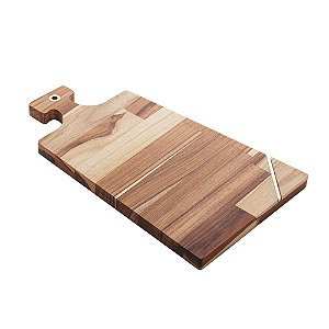 TÁBUA DE MADEIRA COM FRISO TECA DOURADO 44CM X 26CM X 2CM - WOLFF CRAFT