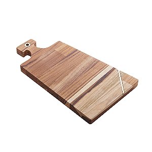 TÁBUA DE MADEIRA COM FRISO TECA DOURADO 37CM X 22CM X 2CM - WOLFF CRAFT