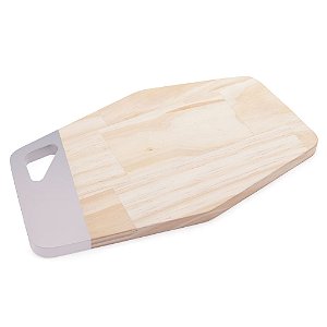 TÁBUA DE MADEIRA COM ALÇA LAQUEADA PINUS CINZA 35CM X 20CM X 2CM - WOODART