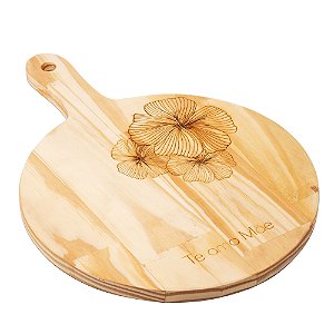 TABUA COM ALÇA DE MADEIRA PINUS DIA DAS MÃES 36CM X 26CM X 1,6CM - WOODART