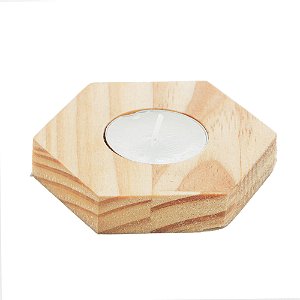 SUPORTE PARA VELA DE MADEIRA PINUS 8CM X 8CM X2CM - WOODART