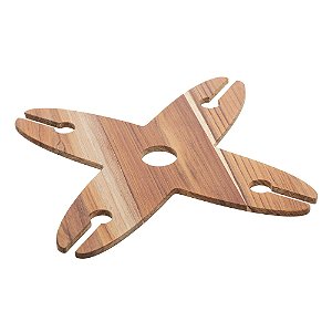SUPORTE PARA 4 TAÇAS DE MADEIRA TECA 23CM X 23CM X 1CM - WOLFF CRAFT