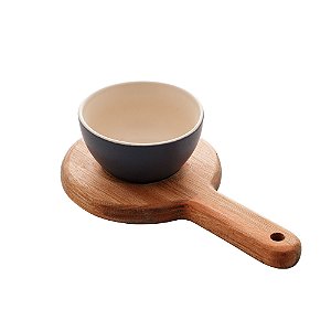 SUPORTE DE MADEIRA COM BOWL AZUL LIPTUS 20CM X 13CM X 6CM - WOODART