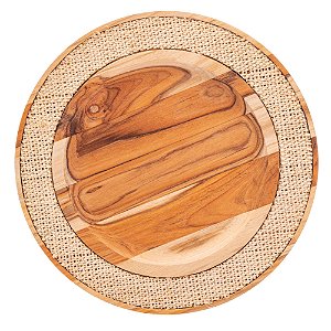 SOUSPLAT DE MADEIRA COM SISAL TECA 35CM X 2CM - WOLFF CRAFT