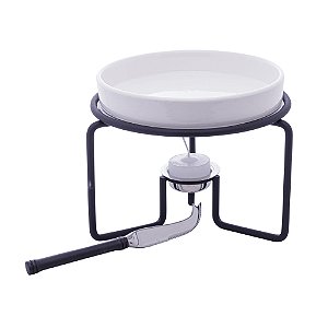 RECHAUD PARA QUEIJO BRIE DE AÇO INOX COM FACA PRETO FOSCO 17,5CM X 13,5CM- WOLFF