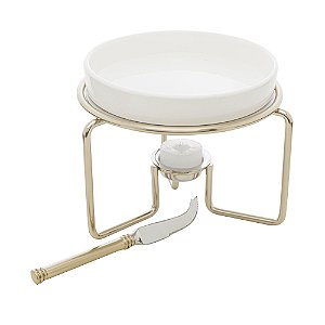 RECHAUD PARA QUEIJO BRIE DE AÇO INOX COM FACA 14CM - WOLFF