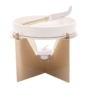 RECHAUD DE CERÂMICA COM SUPORTE DE AÇO INOX E FACA CHAMPANHE 17CMX13CM - WOLFF
