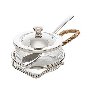 QUEIJEIRA DE AÇO INOX E ALÇA EM SISAL NATURE 17CM X 10CM X 8CM - WOLFF
