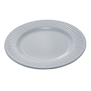 PRATO PARA SOBREMESA DE CERÂMICA LINES CINZA 21 CM - WOLFF