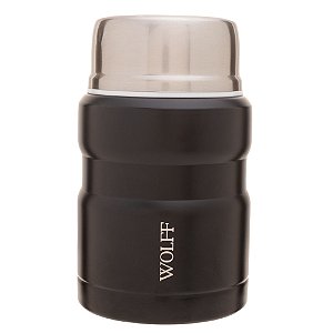 POTE TÉRMICO DUPLA PAREDE COM COLHER DE AÇO INOX PRETO 9,5CM X 9,5CM X 15,5CM - WOLFF