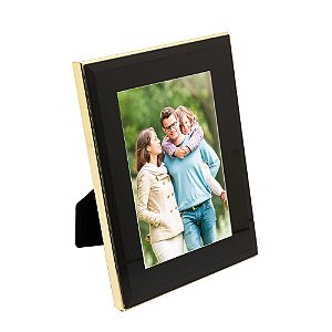 PORTA-RETRATO DE AÇO INOX COM VIDRO PRETO 10CM X 15CM - WOLFF
