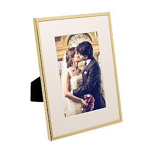 PORTA-RETRATO DE AÇO INOX BASIC DOURADO 10CM X 15CM - WOLFF