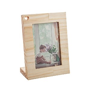 PORTA RETRATO DE MADEIRA PINUS MINI CORAÇÃO NATURAL 10CM X 15CM - WOODART