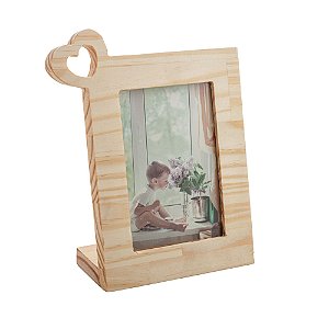 PORTA RETRATO DE MADEIRA PINUS CORAÇÃO NATURAL 10CM X 15CM - WOODART