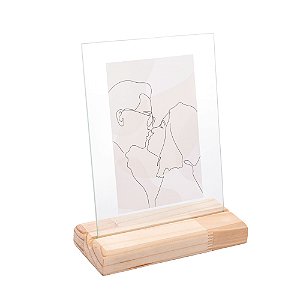 PORTA RETRATO DE MADEIRA E VIDRO VERTICAL PINUS 10CM X 15CM - WOODART