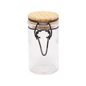 PORTA MANTIMENTO DE VIDRO COM TAMPA HERMÉTICA DE BAMBU 60ML - WOLFF