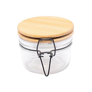 PORTA MANTIMENTO DE VIDRO COM TAMPA HERMÉTICA DE BAMBU 150ML - WOLFF