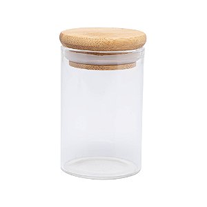 PORTA MANTIMENTO DE VIDRO BOROSSILICATO COM TAMPA DE BAMBU 90ML - WOLFF