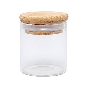 PORTA MANTIMENTO DE VIDRO BOROSSILICATO COM TAMPA DE BAMBU 60ML - WOLFF