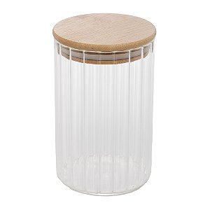 PORTA MANTIMENTO DE VIDRO BOROSSILICATO COM TAMPA DE BAMBU 510ML - WOLFF