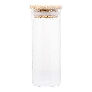 PORTA MANTIMENTO DE VIDRO BOROSSILICATO COM TAMPA DE BAMBU 160ML - WOLFF