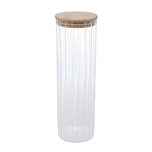 PORTA MANTIMENTO DE VIDRO BOROSSILICATO COM TAMPA DE BAMBU 1,3L - WOLFF