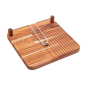 PORTA GUARDANAPOS DE MADEIRA COM ARAMADO EM AÇO INOX TECA 23CM X 23CM X 5CM - WOLFF CRAFT