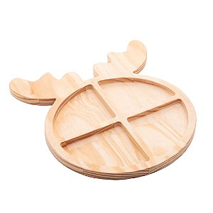 PETISQUEIRA RENA DE MADEIRA PINUS REDONDA 30CM X 28CM X 1,6CM - WOODART