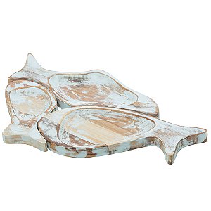 PETISQUEIRA DE MADEIRA TECA NORONHA AZUL 41,5CM X 28CM X 2CM - WOLFF CRAFT