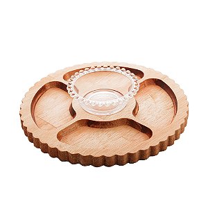 PETISQUEIRA DE MADEIRA COM BOWL LIPTUS 35CM X 6CM - WOODART