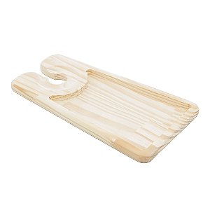 PETISQUEIRA COM SUPORTE PARA TAÇA DE MADEIRA PINUS 28CM X 15CM X 1,5CM - WOODART