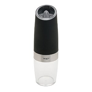 MOEDOR DE TEMPEROS AUTOMÁTICO EM AÇO INOX GRAVITY PRETO 6CM X 6CM X 20CM - WOLFF