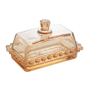 MANTEIGUEIRA DE CRISTAL DAISY ÂMBAR 18CM X 11CM X 10CM - WOLFF